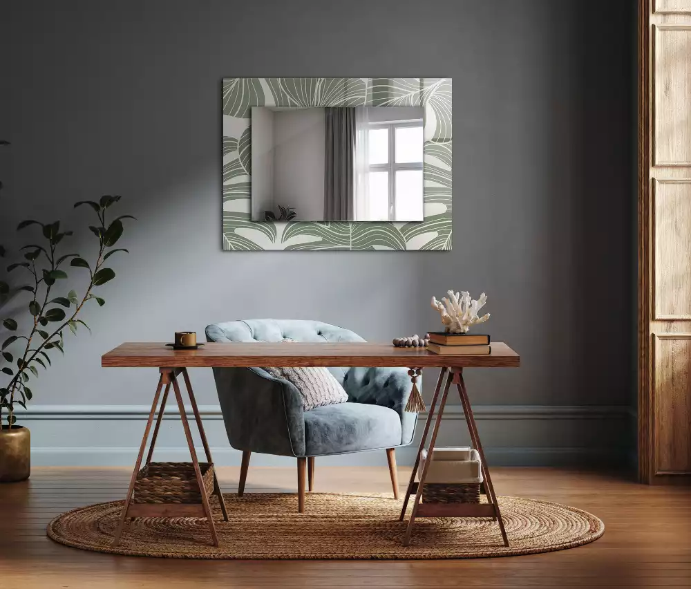 Miroir rectangulaire imprimé feuilles de monstera