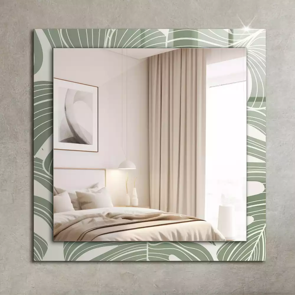 Miroir rectangulaire imprimé feuilles de monstera