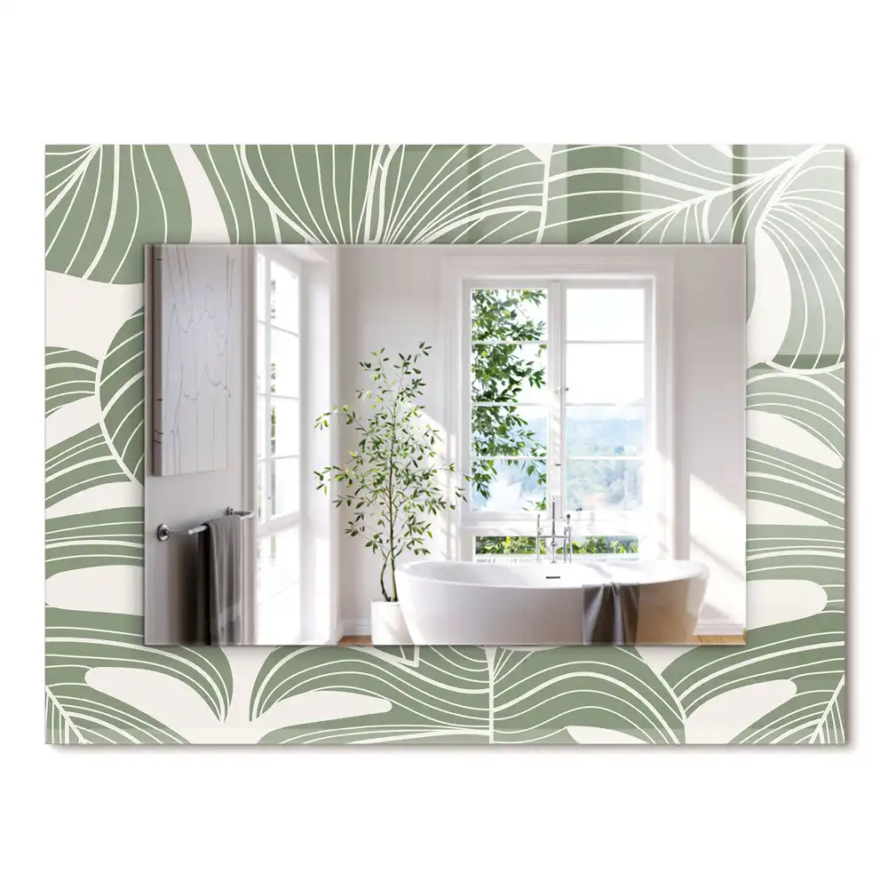 Miroir rectangulaire imprimé feuilles de monstera