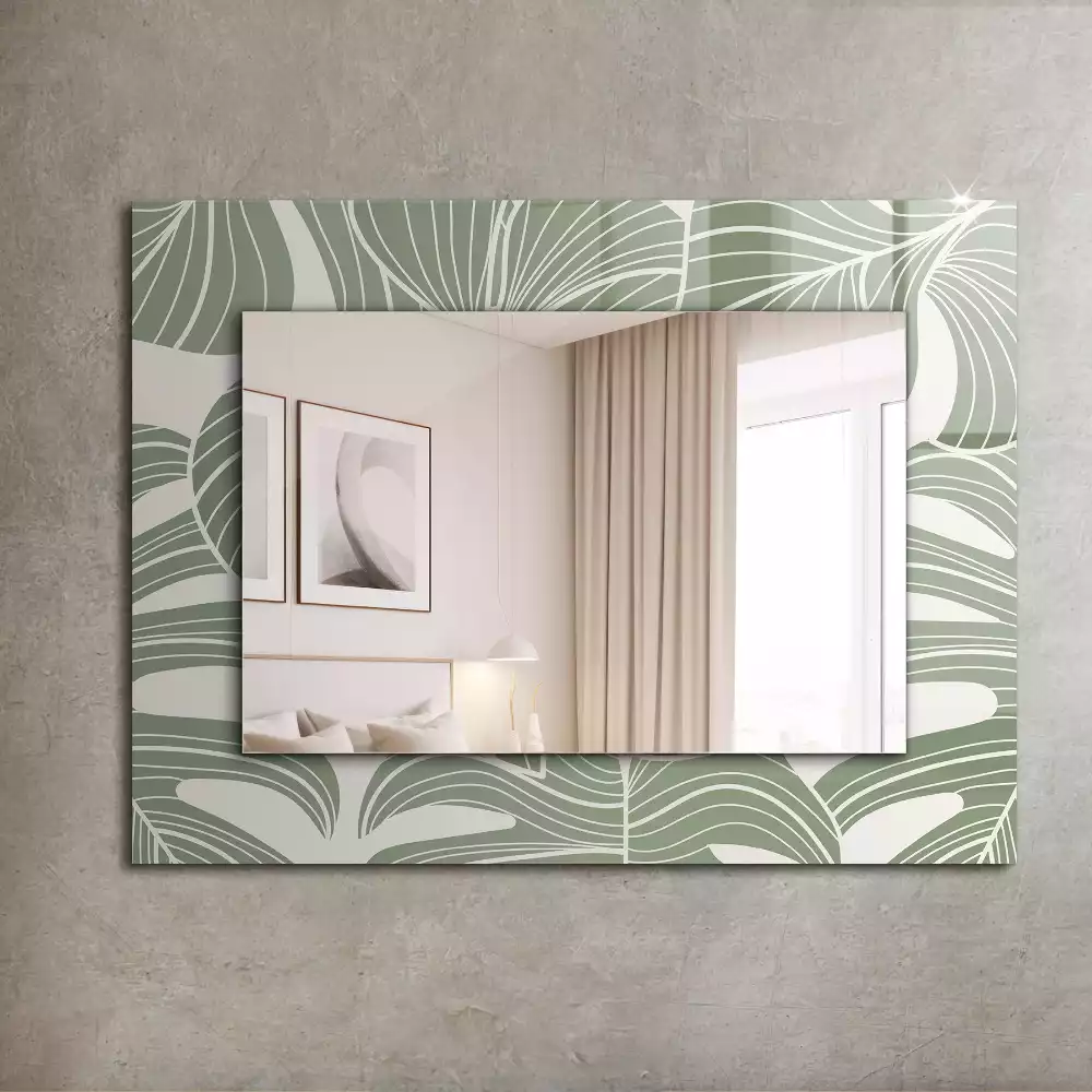 Miroir rectangulaire imprimé feuilles de monstera