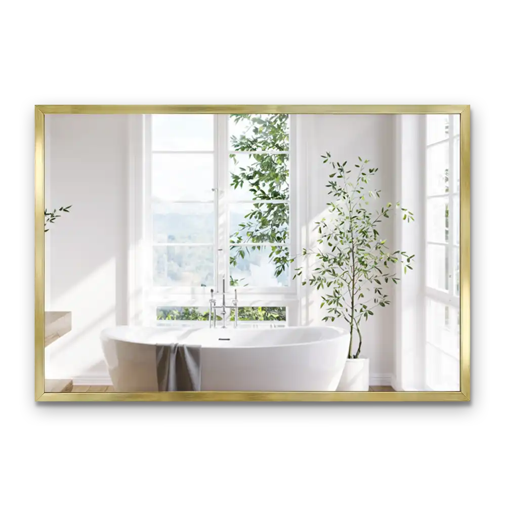 Miroir mural rectangulaire à cadre doré