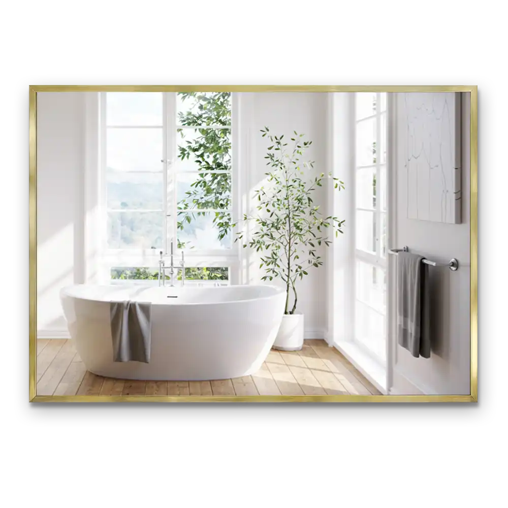 Miroir mural rectangulaire à cadre doré