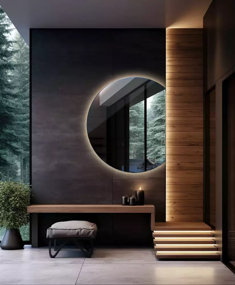 Miroir demi-lune avec rétroéclairage LED
