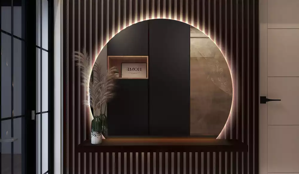 Miroir demi-lune avec rétroéclairage LED