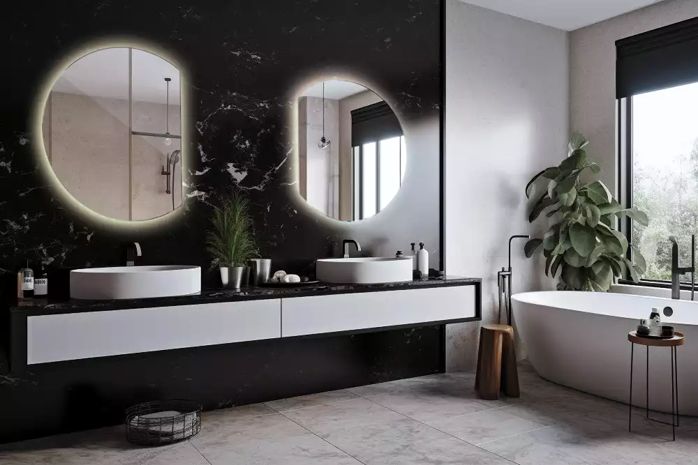 Miroir demi-lune avec rétroéclairage LED