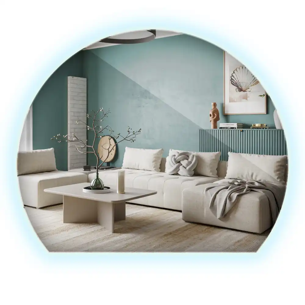 Miroir demi-lune avec rétroéclairage LED