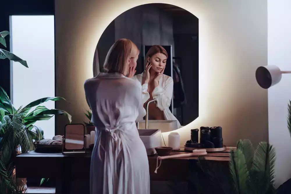 Miroir demi-lune avec rétroéclairage LED