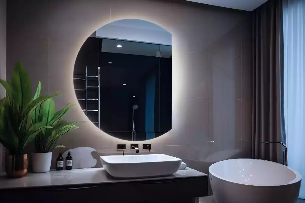 Miroir demi-lune avec rétroéclairage LED