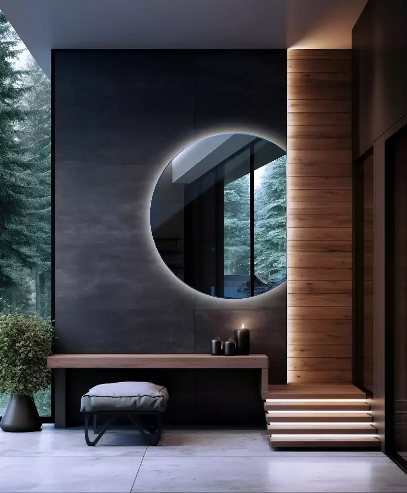 Miroir demi-lune avec rétroéclairage LED