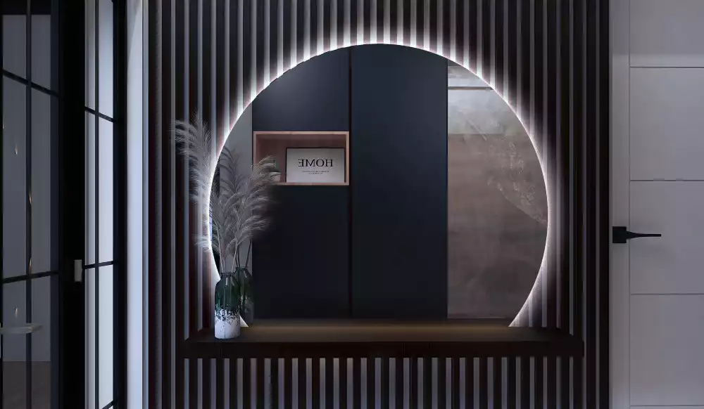 Miroir demi-lune avec rétroéclairage LED