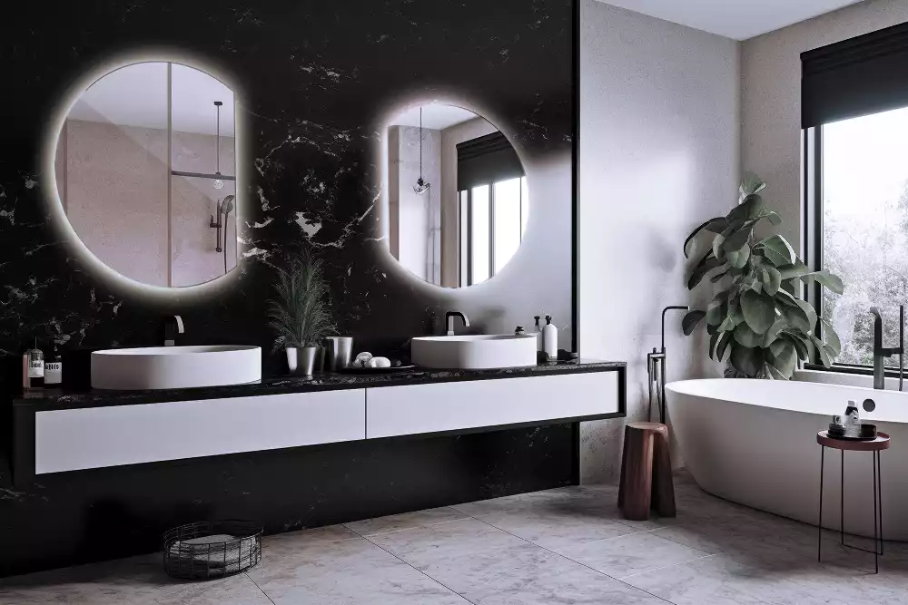 Miroir demi-lune avec rétroéclairage LED