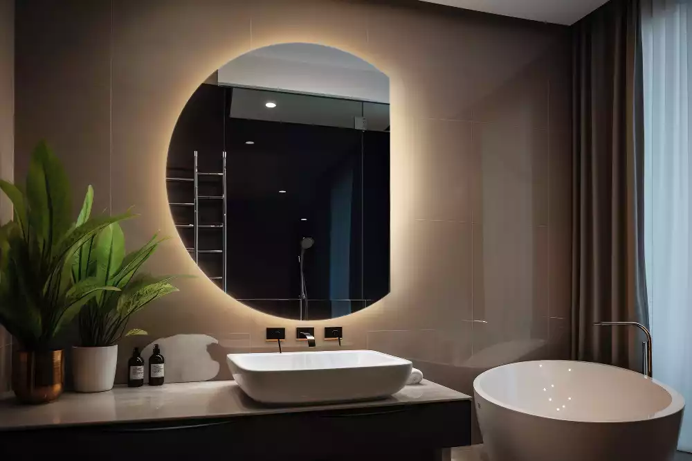 Miroir demi-lune avec rétroéclairage LED