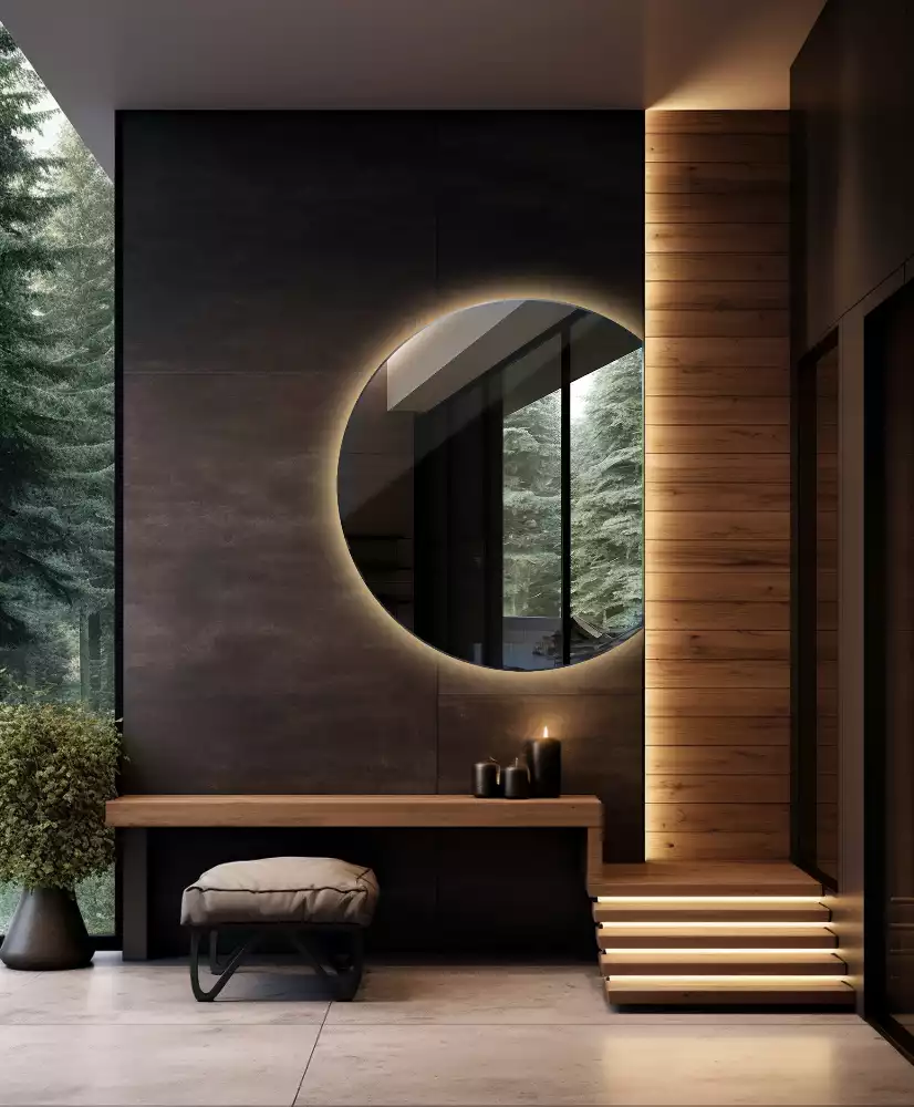 Miroir demi-lune avec rétroéclairage LED