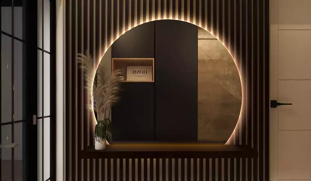 Miroir demi-lune avec rétroéclairage LED