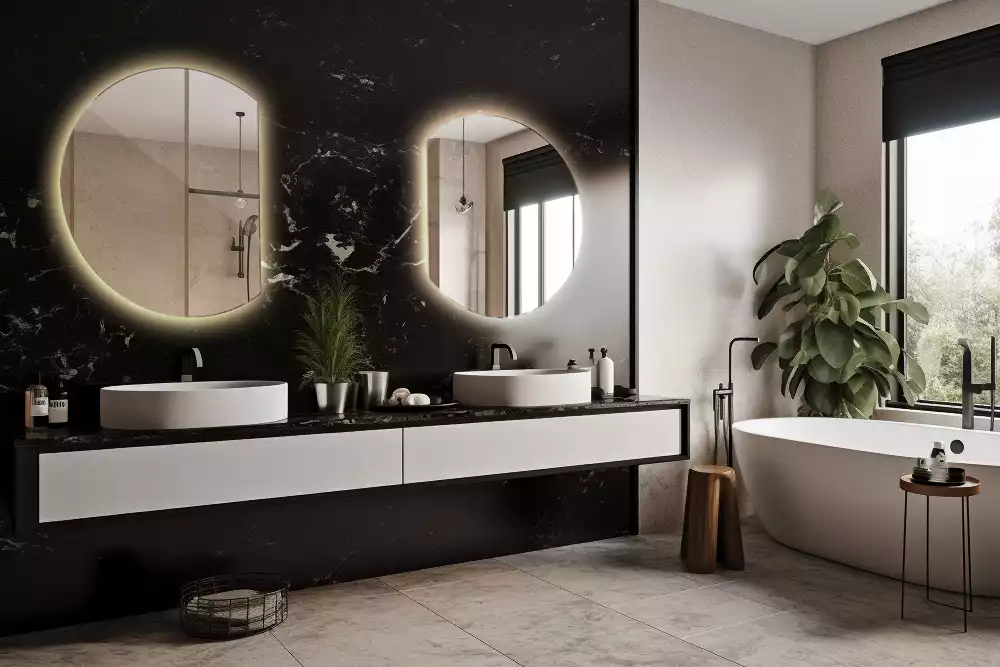 Miroir demi-lune avec rétroéclairage LED