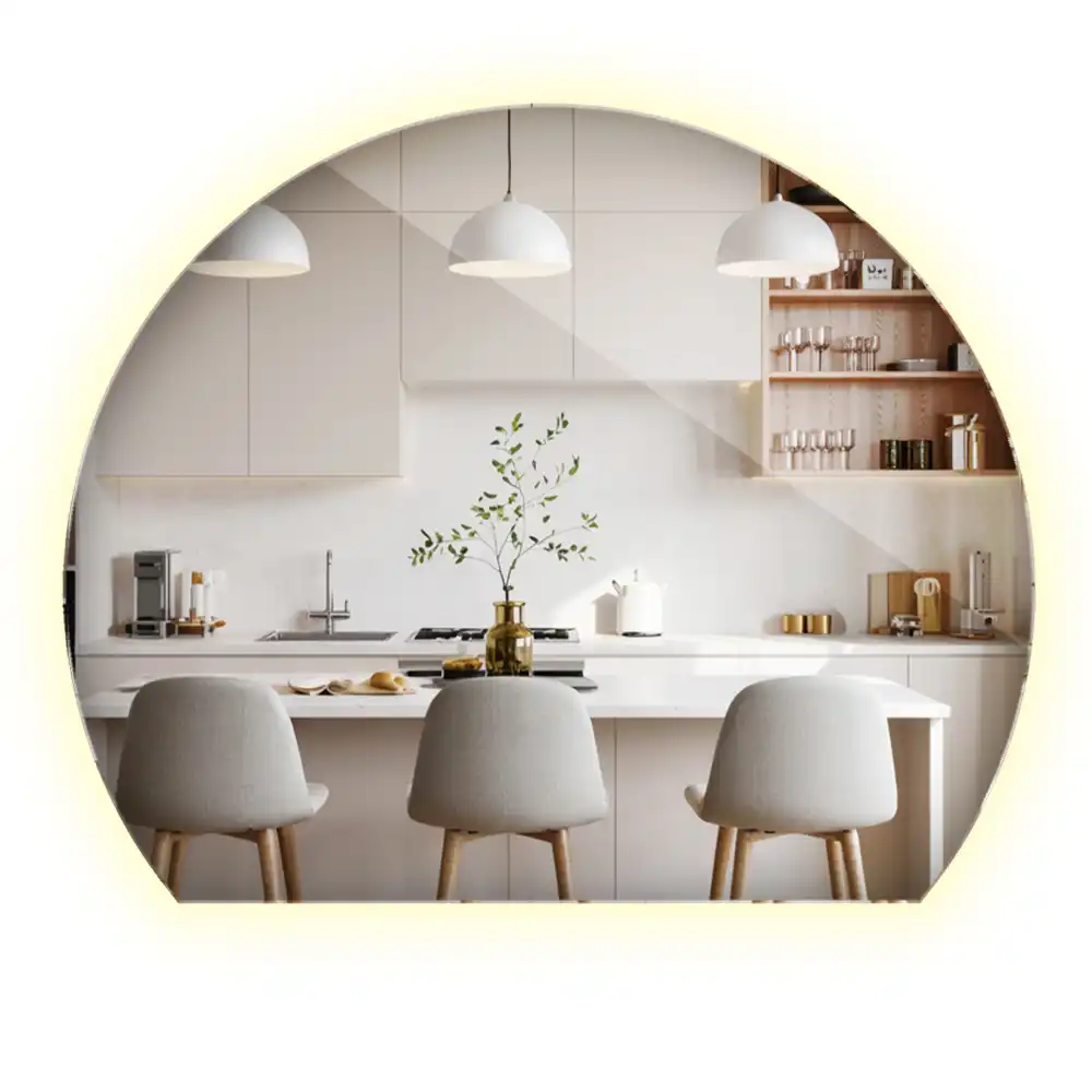 Miroir demi-lune avec rétroéclairage LED