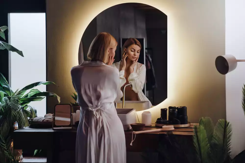 Miroir demi-lune avec rétroéclairage LED