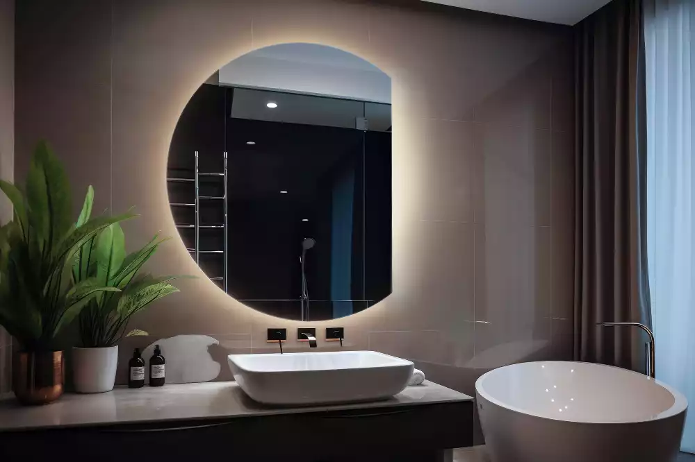 Miroir demi-lune avec rétroéclairage LED