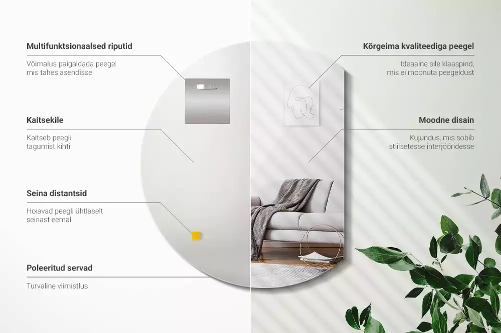 Miroir décoratif suspendu en forme de demi-cercle