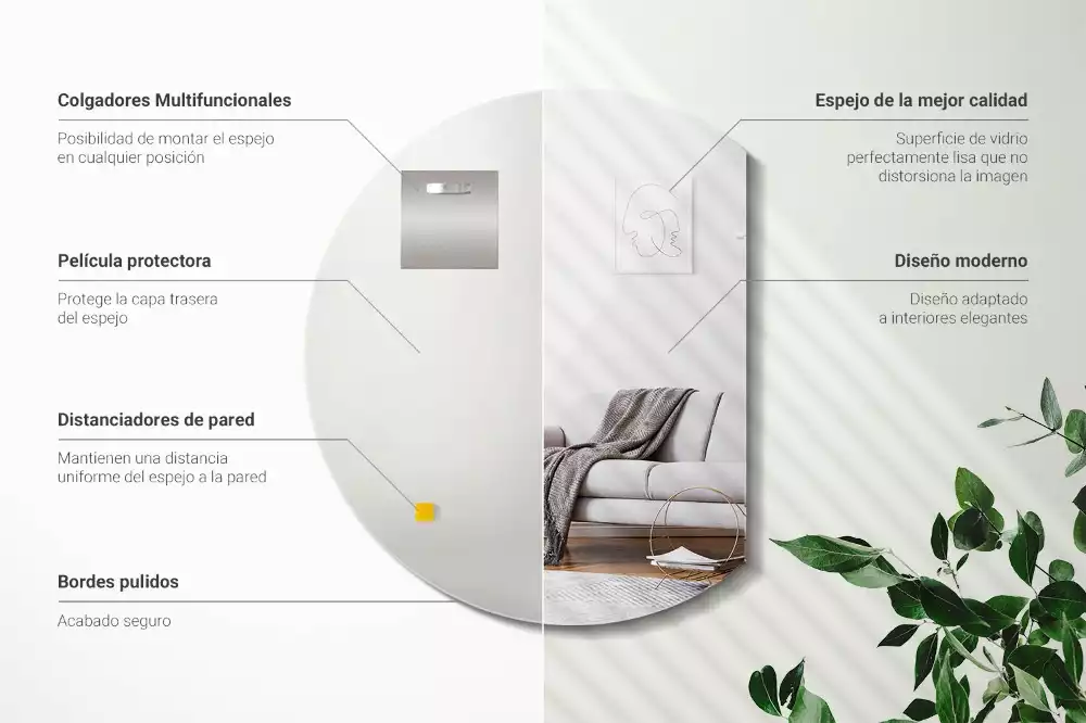 Miroir décoratif suspendu en forme de demi-cercle