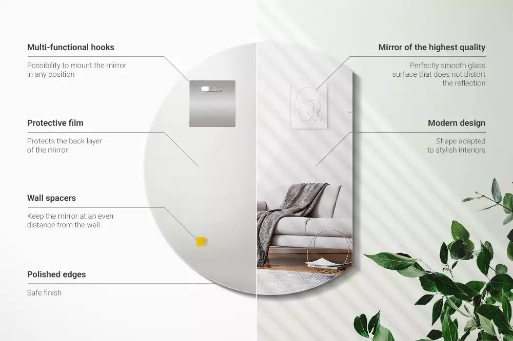 Miroir décoratif suspendu en forme de demi-cercle