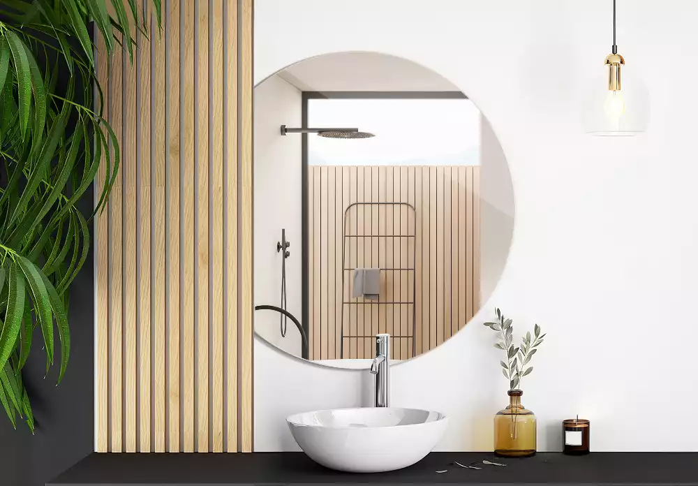 Miroir décoratif suspendu en forme de demi-cercle