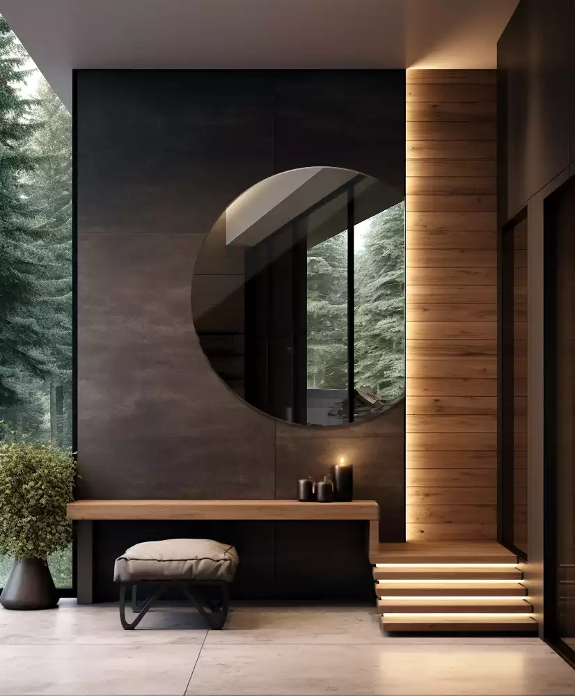 Miroir décoratif suspendu en forme de demi-cercle