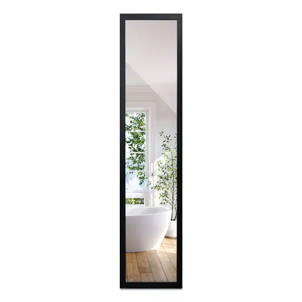 Grand miroir sur pied avec cadre noir élégant