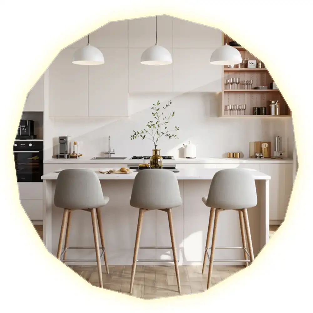 Miroir mural géométrique avec éclairage LED