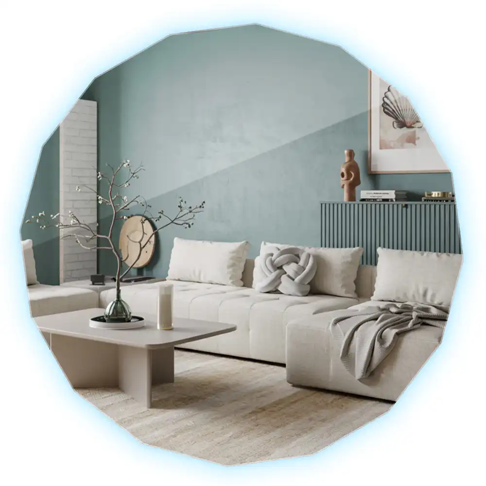 Miroir mural géométrique avec éclairage LED