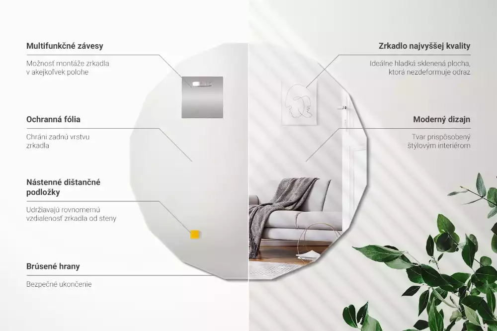 Miroir mural moderne polygonal