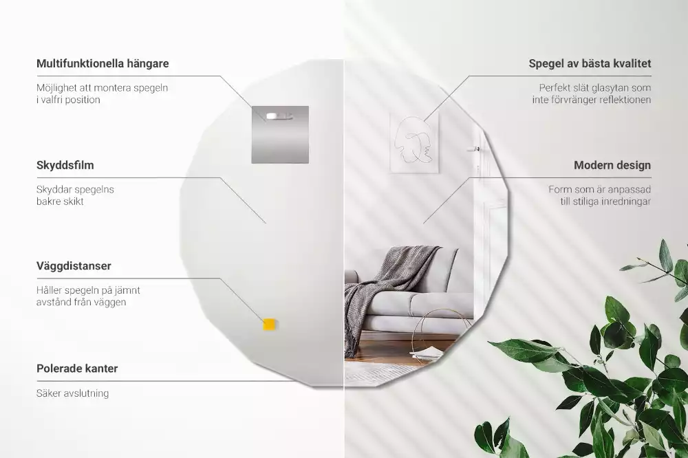 Miroir mural moderne polygonal