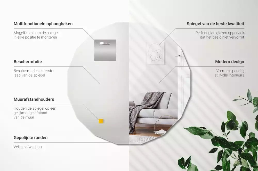 Miroir mural moderne polygonal