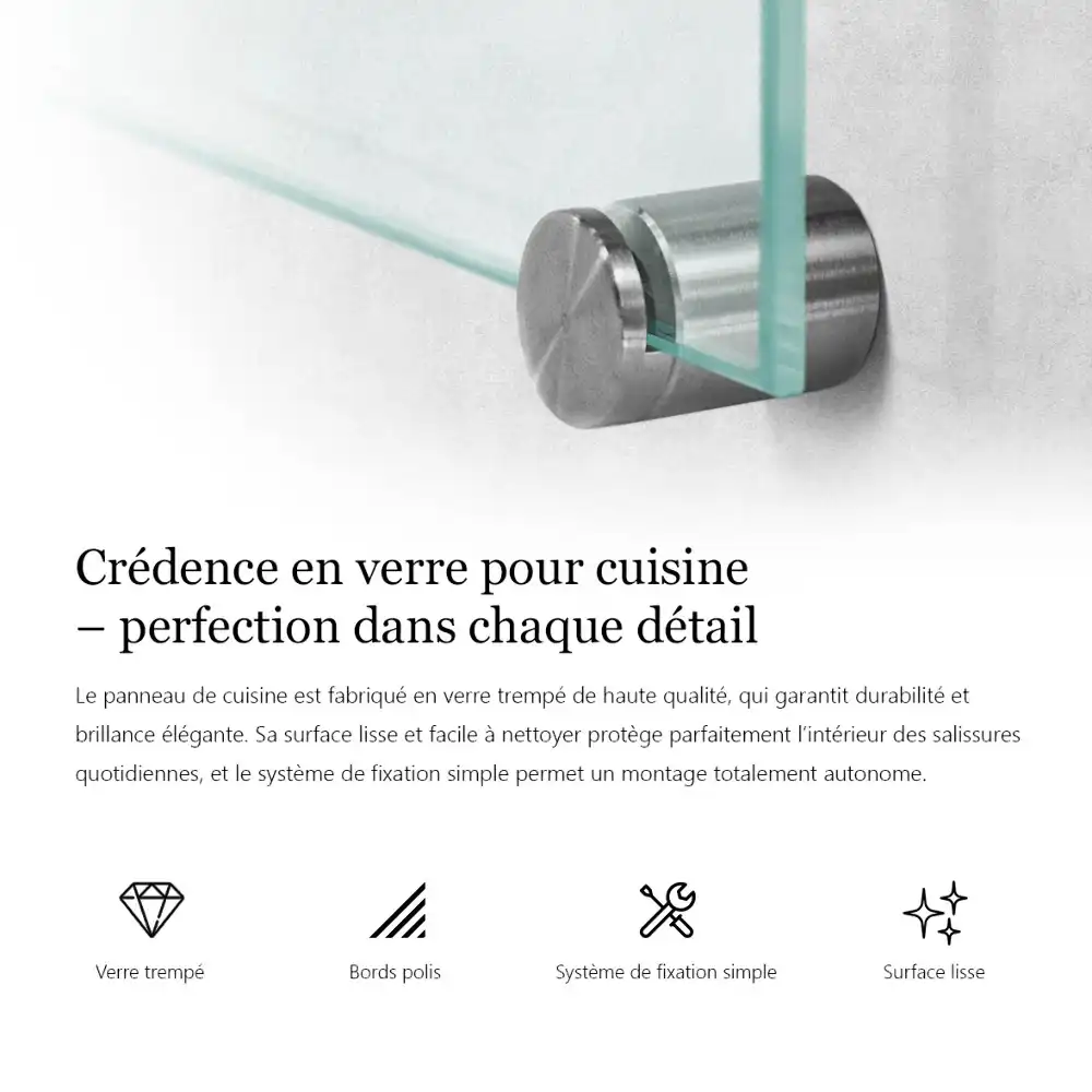 Crédence de cuisine en verre transparent