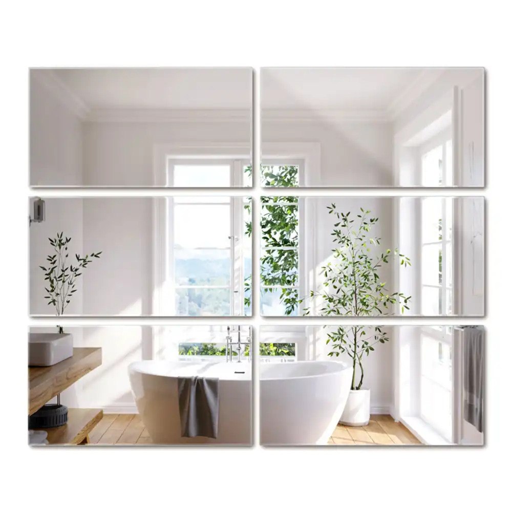 Carreaux miroir adhésifs rectangulaires minimalistes
