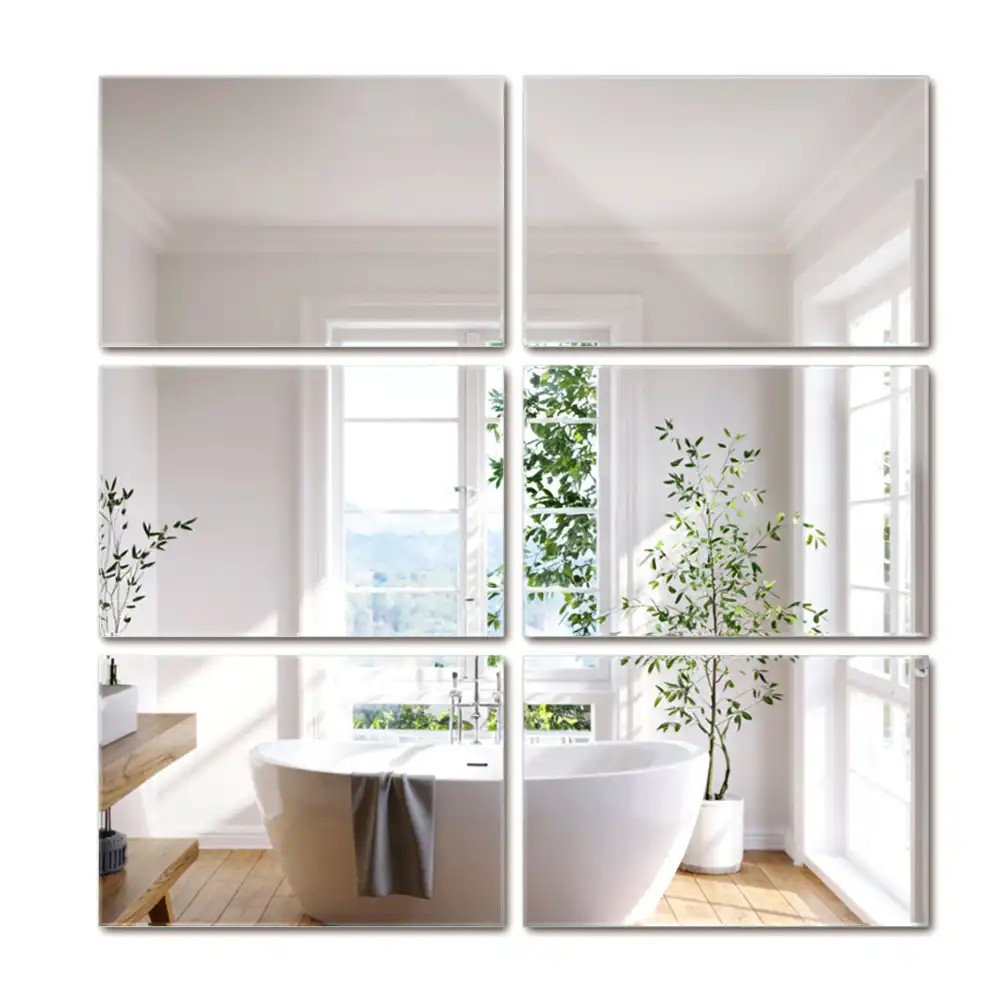Carreaux miroir adhésifs rectangulaires minimalistes