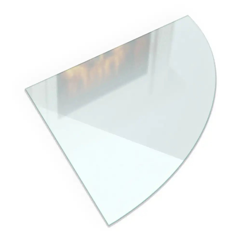 Plaque de sol pour poêle quart de cercle en verre givré