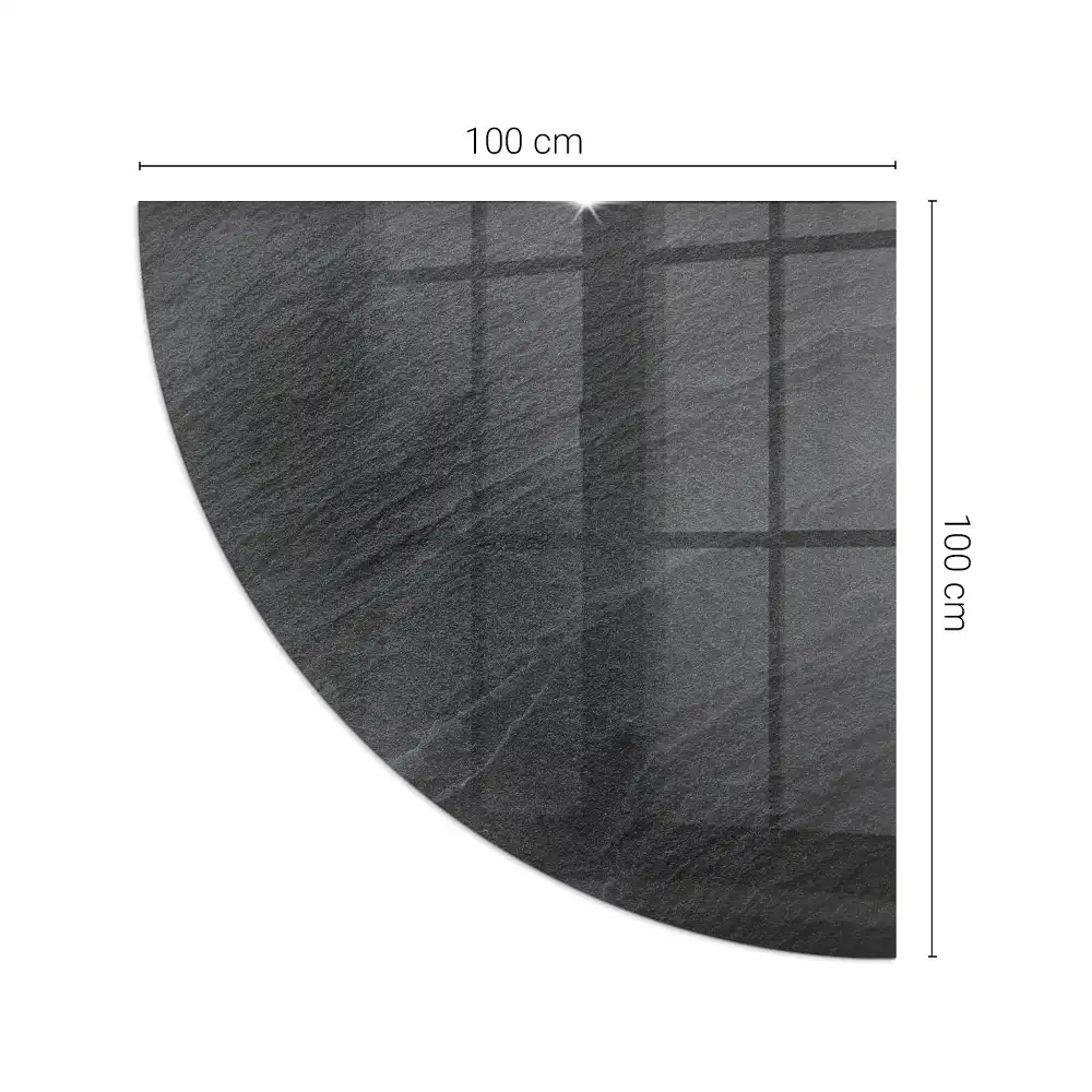 Plaque de sol pour cheminée en verre quart de cercle effet pierre naturelle pour poêle à bois