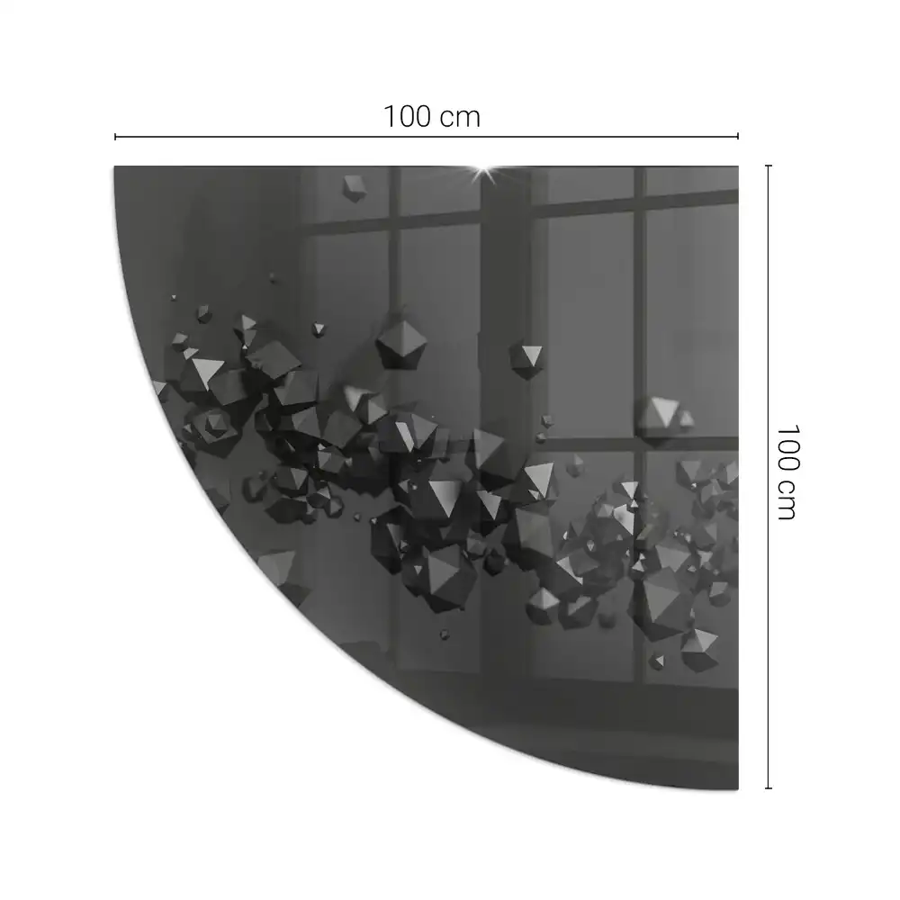 Plaque de sol en verre pour cheminée quart de cercle avec motif nuage abstrait pour poêle à bois