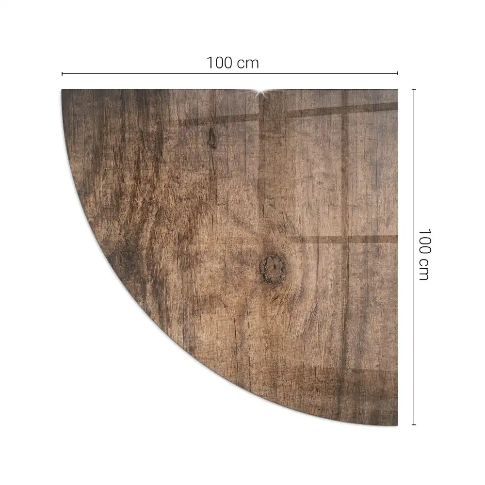 Plaque de protection sol quart de cercle pour poêle à bois motif bois naturel