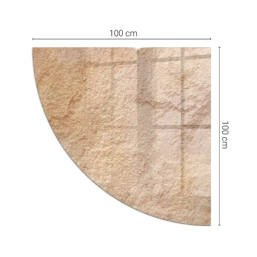 Plaque de sol quart de cercle pour poêle à bois aspect pierre naturelle