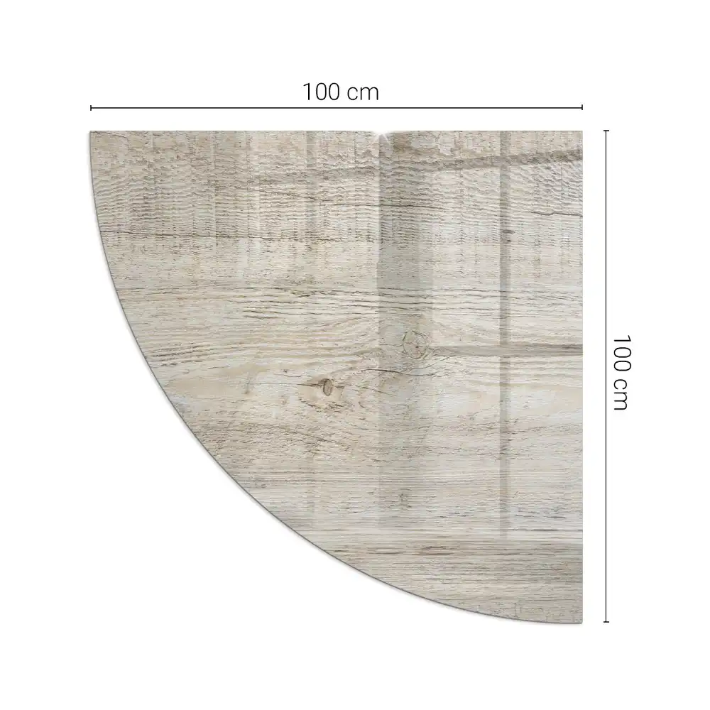 Plaque de sol pour poêle en verre quart de cercle motif bois clair