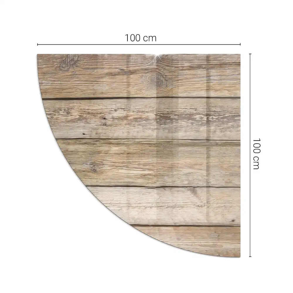 Plaque de sol quart de cercle en verre pour poêle à bois et cheminée d'angle