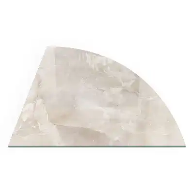 Plaque de protection en verre pour cheminée quart de cercle avec motif marbre naturel