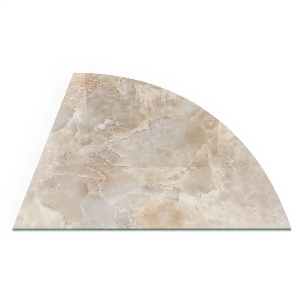 Plaque de protection de sol quart de cercle pour poêle à bois avec motif pierre naturelle