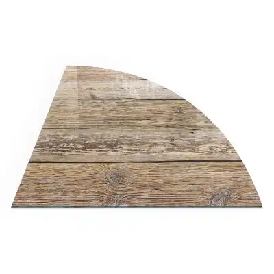 Plaque de sol en verre pour poêle forme quart de cercle motif planches de bois