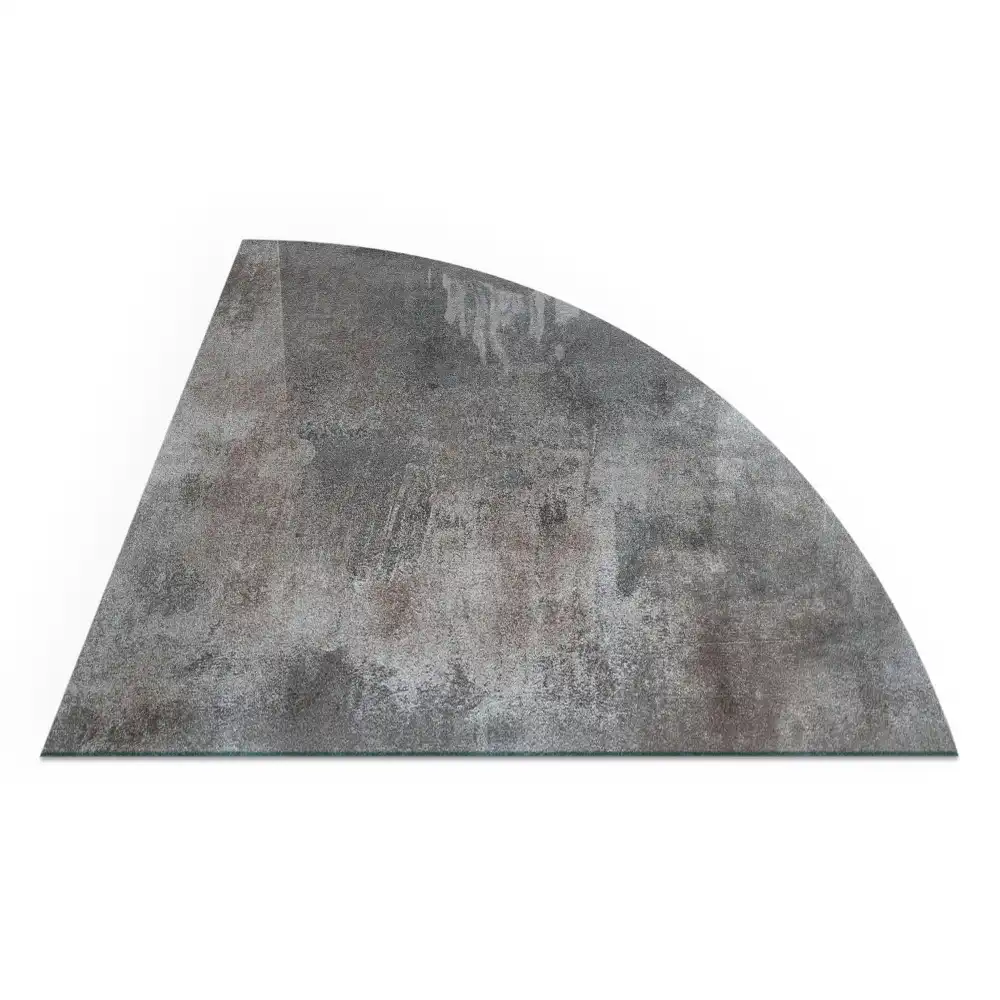 Plaque de protection sol quart de cercle pour poêle à bois avec texture brute