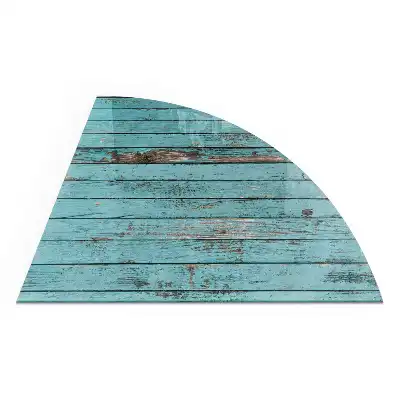 Plaque de protection en verre quart de cercle pour poêle à bois style rustique