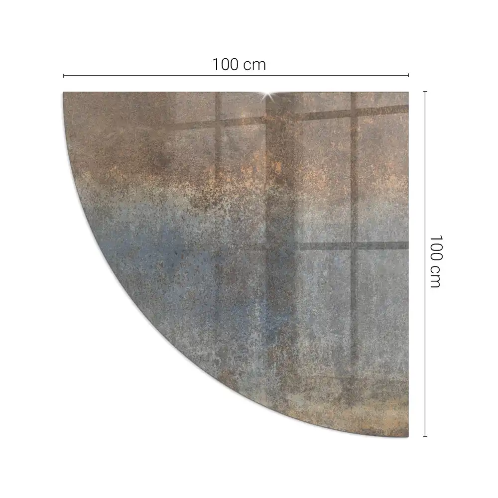 Plaque de sol en verre quart de cercle motif abstrait pour poêle