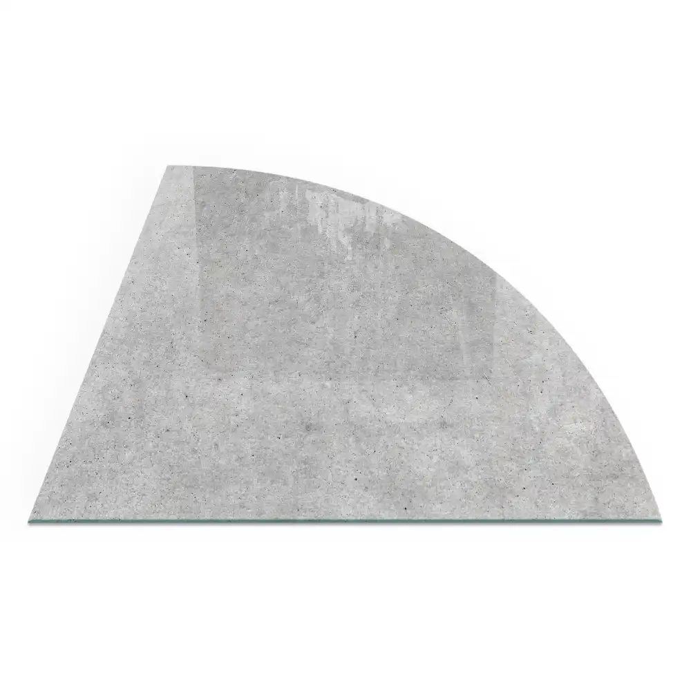Plaque de sol quart de cercle pour poêle à bois aspect béton brut